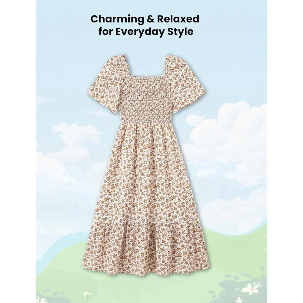 Family Matching Outfits Boho Floral Dress and T-Shirts Set for All Ages - Picture 3 of 6
